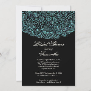Invitation à la douche nuptiale Black Blue Lace