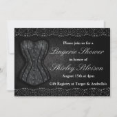 Invitation à la douche nuptiale Black Corset Linge (Devant)