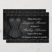 Invitation à la douche nuptiale Black Corset Linge (Devant / Derrière)