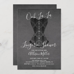 Invitation à la douche nuptiale Black Corset Linge
