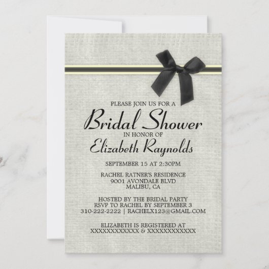 Invitation à la douche nuptiale Black Gold Rustic (Devant)