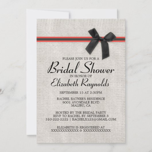 Invitation à la douche nuptiale Black Red Rustic (Devant)