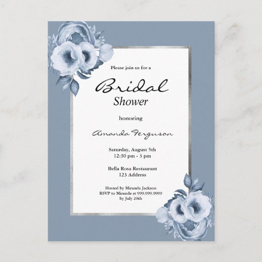 Invitation à la douche nuptiale blanche à fleurs b (Devant)