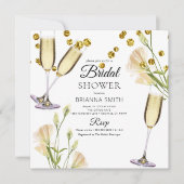 Invitation à la douche nuptiale blanche florale mi (Devant)