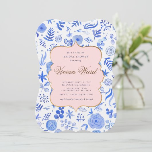 Invitation à la douche nuptiale bleu (Debout devant)