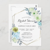 Invitation à la douche nuptiale bleu classique (Devant / Derrière)