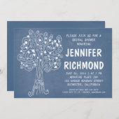 invitation à la douche nuptiale bleu d'amour (Devant / Derrière)