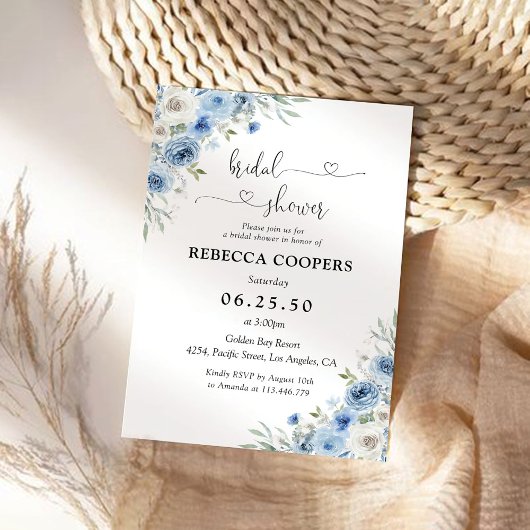 Invitation à la douche nuptiale bleu Dusty