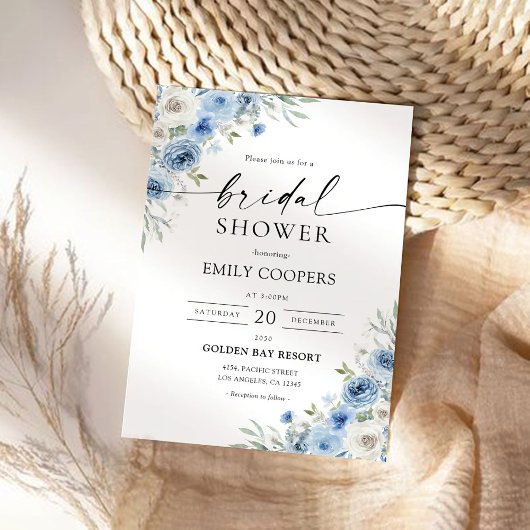 Invitation à la douche nuptiale bleu Dusty