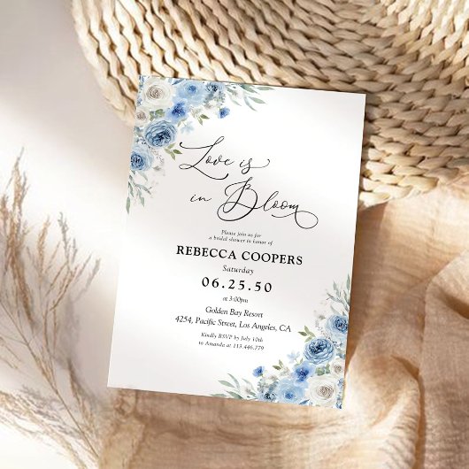 Invitation à la douche nuptiale bleu Dusty