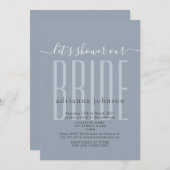 Invitation à la douche nuptiale bleu Dusty (Devant / Derrière)