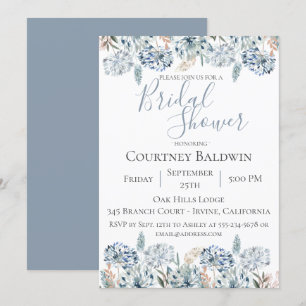 Invitation à la douche nuptiale bleu Dusty