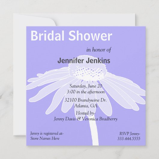 Invitation à la douche nuptiale Bleu et Blanc Big (Devant)