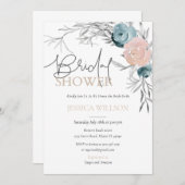 Invitation à la douche nuptiale bleu et rose (Devant / Derrière)