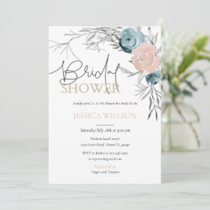 Invitation à la douche nuptiale bleu et rose