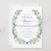 Invitation à la douche nuptiale bleu jaune de la m (Devant)