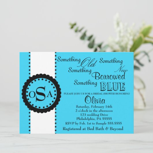 Invitation à la douche nuptiale ( bleu vif ) (Debout devant)