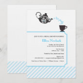 Invitation à la douche nuptiale bleue - Thé (Devant / Derrière)