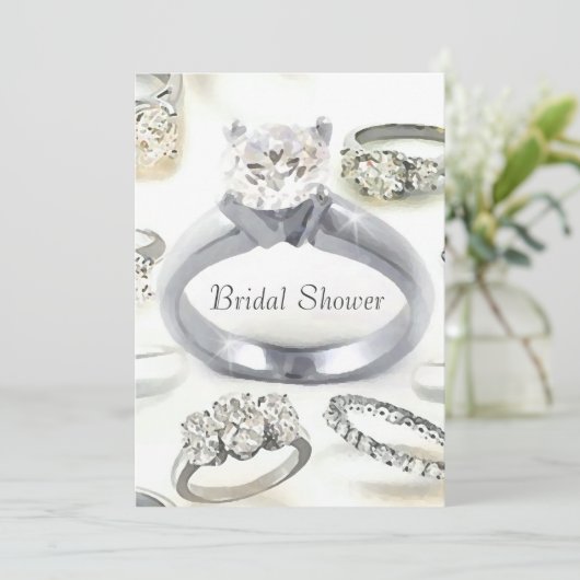 Invitation à la douche nuptiale Bling Rings (Debout devant)