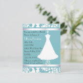 Invitation à la douche nuptiale Blue Damask (Debout devant)