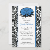 Invitation à la douche nuptiale Blue Damask (Devant)