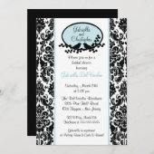 Invitation à la douche nuptiale Blue Damask (Devant / Derrière)