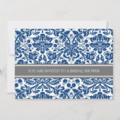 Invitation à la douche nuptiale Blue Grey Damask (Devant)