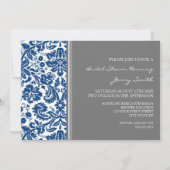 Invitation à la douche nuptiale Blue Grey Damask (Dos)