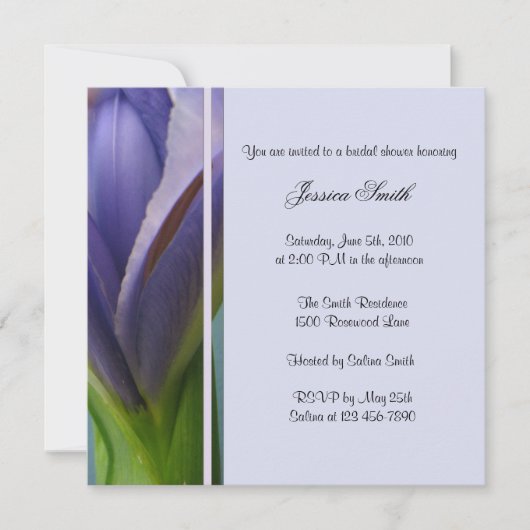 Invitation à la douche nuptiale Blue Iris (Devant)