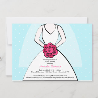 Invitation à la douche nuptiale Blue Polka Dot