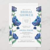 Invitation à la douche nuptiale Blue Poppies (Devant / Derrière)