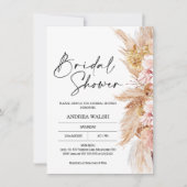 Invitation à la douche nuptiale Blush Boho Pampas (Devant)