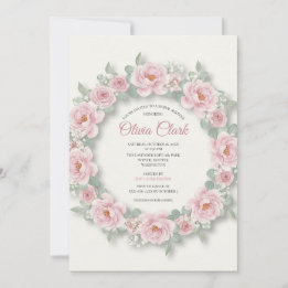 Invitation à la douche nuptiale Blush Peony Rose W