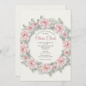 Invitation à la douche nuptiale Blush Peony Rose W (Devant / Derrière)