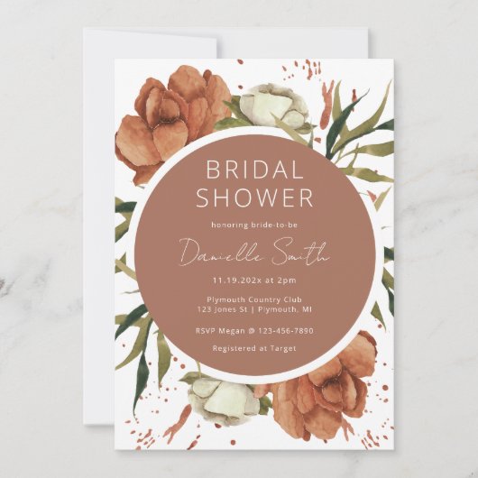 Invitation à la douche nuptiale Boho avec fleurs d (Devant)