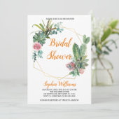 Invitation à la douche nuptiale Boho Cactus (Debout devant)