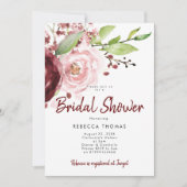 invitation à la douche nuptiale bordeaux rose (Devant)