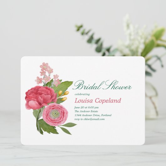 Invitation à la douche nuptiale Bouquet (Debout devant)