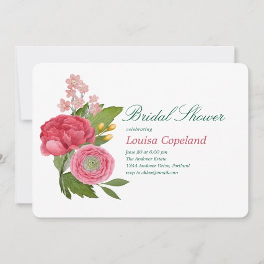 Invitation à la douche nuptiale Bouquet (Devant)