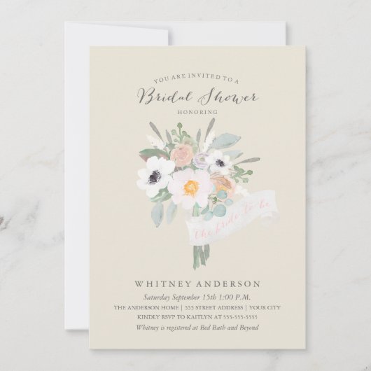 Invitation à la douche nuptiale Bouquet d'aquarell (Devant)