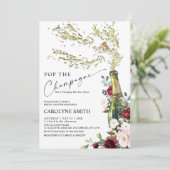 Invitation à la douche nuptiale bouteille de champ (Debout devant)