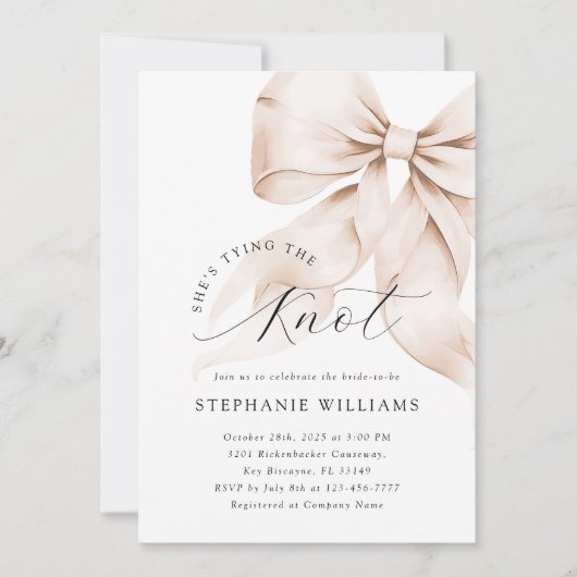 Invitation à la douche nuptiale Brown Bow (Devant)