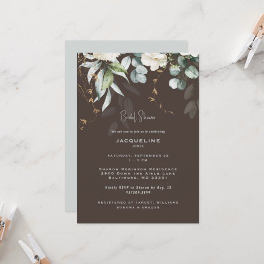Invitation à la douche nuptiale Brown noire (Devant/Arrière en situation)
