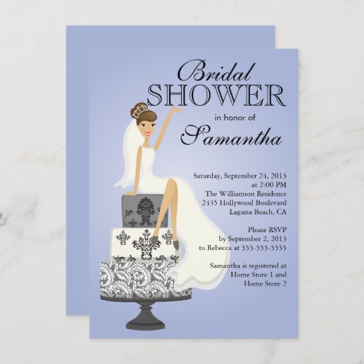 Invitation à la douche nuptiale Brunette (Devant / Derrière)