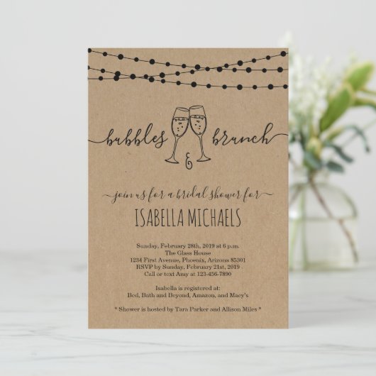 Invitation à la douche nuptiale Bubble & Brunch (Debout devant)