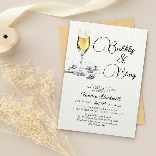 Invitation à la douche nuptiale Bubbly Bling