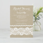 Invitation à la douche nuptiale Burlap & dentelle (Debout devant)
