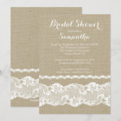 Invitation à la douche nuptiale Burlap & dentelle (Devant / Derrière)