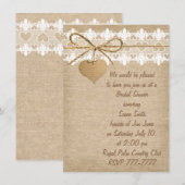 Invitation à la douche nuptiale Burlap et Lace (Devant / Derrière)