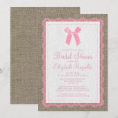 Invitation à la douche nuptiale Burlap pour un pay (Devant / Derrière)